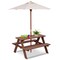 Outdoor Wooden Kids Table and Bench Set with Removable Shade Umbrella Ideal for Garden and Playroom